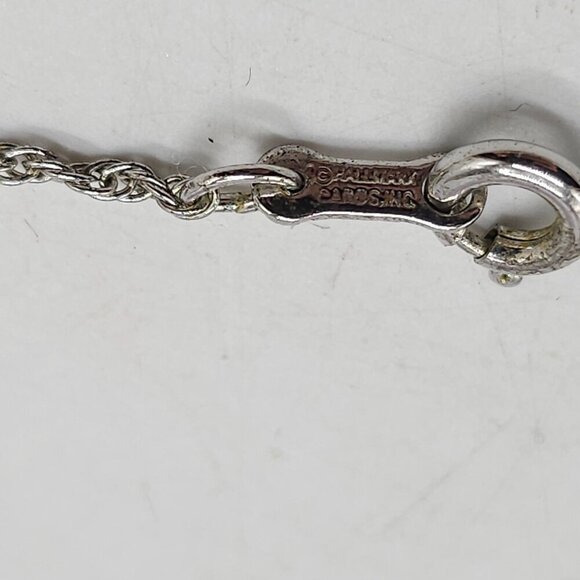 Vintage Reverse Intaglio Etched Rose Crystal Pendant Necklace Oval Design - Picture 5 of 7